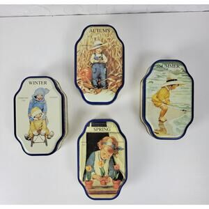 Vintage Good Housekeeping 4 Seasons Metal Tins Spring Summer Autumn Winter 4 pcs